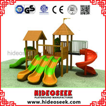 Wooden Playground Equipment with Plastic Slide